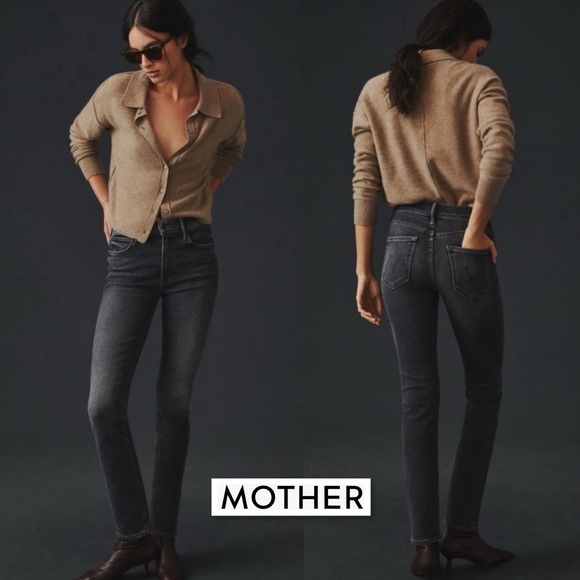 Mother Mid Rise Dazzler in The Night Is Watching 27 Stretch Black Gray Denim - Picture 4 of 16